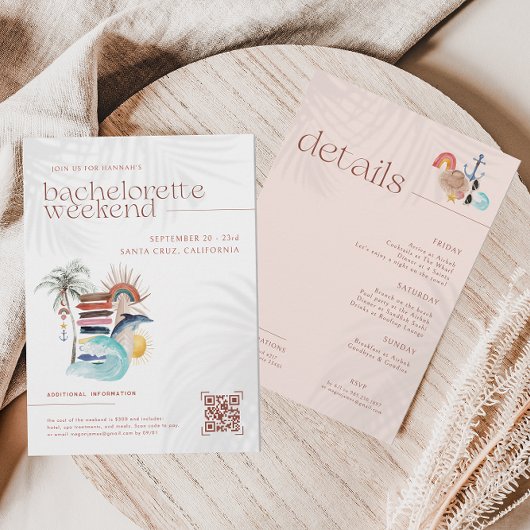 Retro Boho Surf Zomer | Bachelorette Weekend Kaart