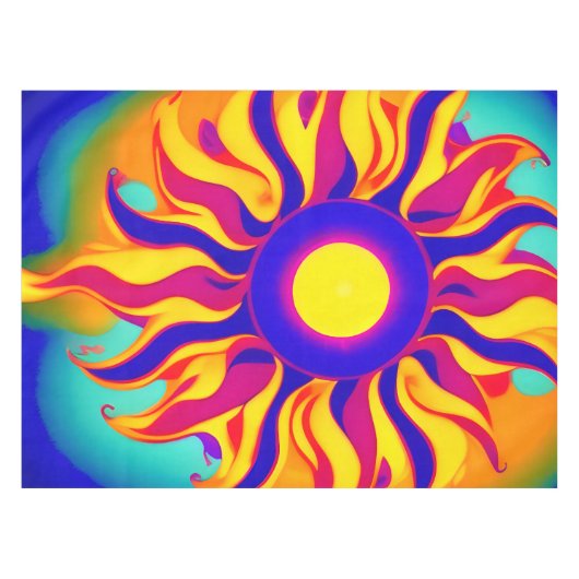 Retro Boho Tafelkleed Hippie Sunburst (Voorkant (Horizontaal))