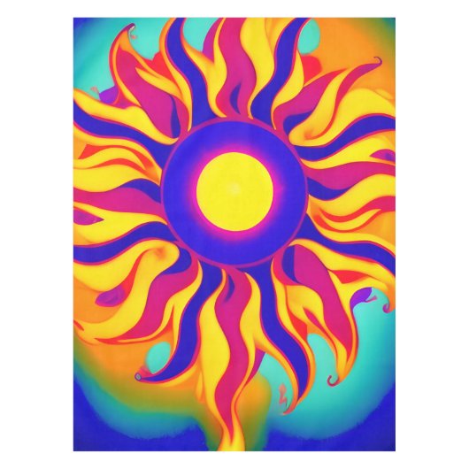 Retro Boho Tafelkleed Hippie Sunburst (Voorkant)