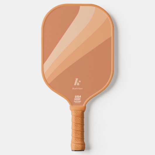Retro Boho Tan Terracotta Wave gepersonaliseerd Pickleball Paddle (Voorkant)