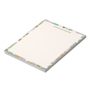 Retro Boho Teal Bruin Bloemstuk Cute Baby Borrel Notitieblok