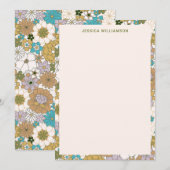 Retro Boho Teal Bruine Bloem Cute Baby Shower Bedankkaart (Voorkant / Achterkant)