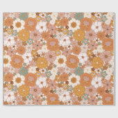Retro Boho Terracotta Bloemen Bohemian Cadeaupapier (Vlak)