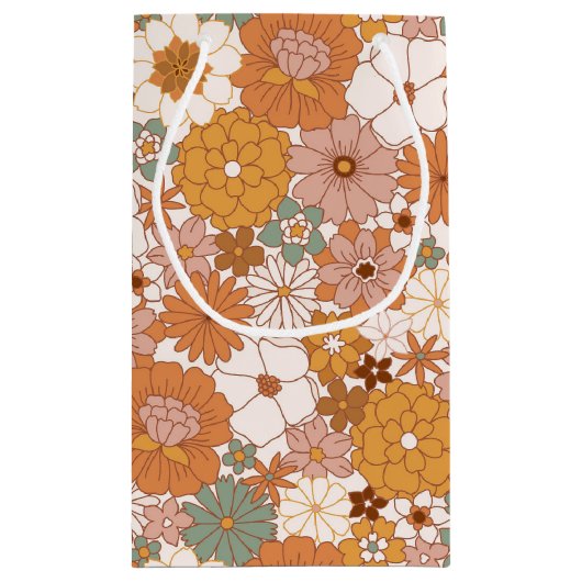 Retro Boho Terracotta Bloemen Bohemian Klein Cadeauzakje (Achterkant)