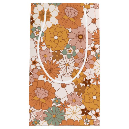 Retro Boho Terracotta Bloemen Bohemian Klein Cadeauzakje (Voorkant)