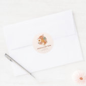 Retro Boho Terracotta Bloemstuk Aangepaste Namen B Ronde Sticker (Envelop)