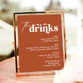 Retro Boho Terracotta Bruiloft Bar Teken Poster