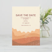 Retro Boho Terracotta Burnt Oranje Wedding Save The Date (Staand voorkant)