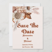 Retro Boho Terracotta Burnt Oranje Wedding Save The Date (Voorkant)