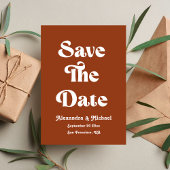 Retro Boho Terracotta Burnt Oranje Wedding Save The Date