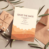 Retro Boho Terracotta Burnt Oranje Wedding Save The Date