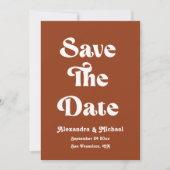 Retro Boho Terracotta Burnt Oranje Wedding Save The Date (Voorkant)