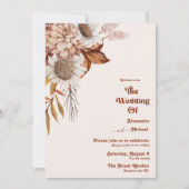 Retro Boho Terracotta Burnt Sinaasappel Wedding In Kaart (Voorkant)