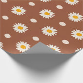 Retro Boho Terracotta Daisy Floral Pattern Cadeaupapier (Hoek)