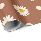 Retro Boho Terracotta Daisy Floral Pattern Cadeaupapier (Rol Hoek)