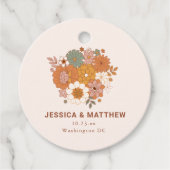 Retro Boho Terracotta Floral Custom Names Wedding  Bedankjes Labels (Voorkant)