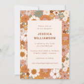 Retro Boho Terracotta Floral Cute Bat Mitzvah Kaart (Voorkant)