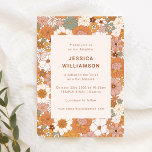 Retro Boho Terracotta Floral Cute Bat Mitzvah Kaart<br><div class="desc">Retro Boho Terracotta Floral Cute Bat Mitzvah Uitnodiging</div>