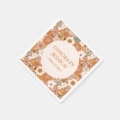 Retro Boho Terracotta Floral Cute Graduation Party Servet (Hoek)