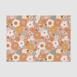 Retro Boho Terracotta Floral Tissuepapier