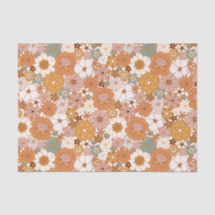 Retro Boho Terracotta Floral Tissuepapier