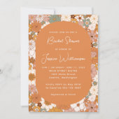 Retro Boho Terracotta Floral Trendy Vrijgezellenfe Kaart (Voorkant)