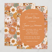 Retro Boho Terracotta Floral Trendy Vrijgezellenfe Kaart (Voorkant / Achterkant)