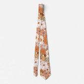 Retro Boho Terracotta Floral Wildflowers Autumn  Stropdas (Achterkant)