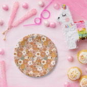 Retro Boho Terracotta Floral Wildflowers Herfst Papieren Bordje (Feest)