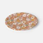 Retro Boho Terracotta Floral Wildflowers Herfst Papieren Bordje (Gekanteld)