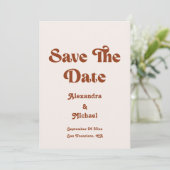 Retro Boho Terracotta verbrand Oranje bruiloft Save The Date (Staand voorkant)