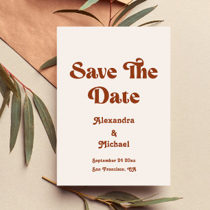 Retro Boho Terracotta verbrand Oranje bruiloft Save The Date