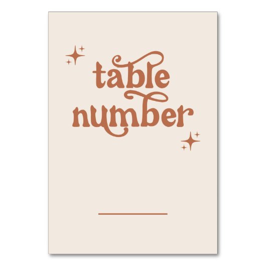 Retro Boho Trouwtafelnummers Kaart (Voorkant)