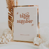 Retro Boho Trouwtafelnummers Kaart