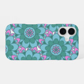 Retro Boho Turquoise Mandala Bloem Patroon iPhone 16 Hoesje (Achterkant horizontaal)
