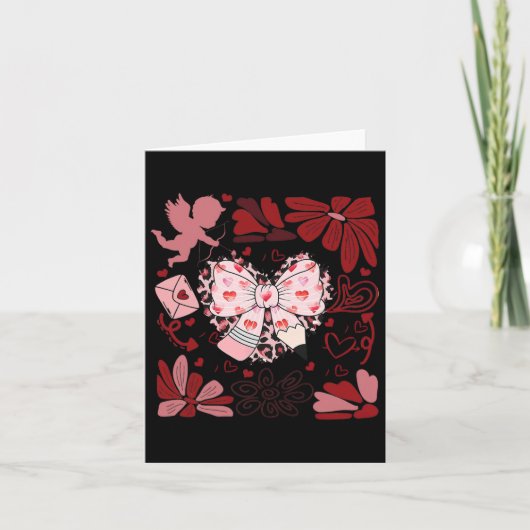 Retro Boho Valentijnsdag Potlood Boog Lesgeven Is Kaart (Voorkant)