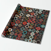 retro boho veelkleurige cirkel cadeaupapier (Uitgerold)