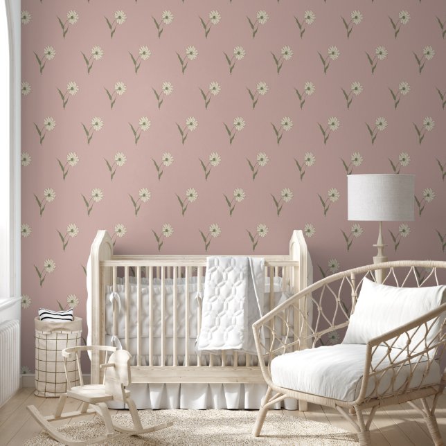 Retro Boho Verspreid Wildflower Madeliefje Patroon Behang (Kinderen)