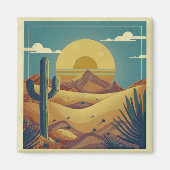 Retro Boho Vintage Stijl Woestijn Illustratie Magneet (Voorkant)
