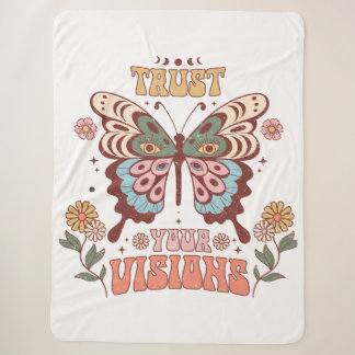 Retro Boho Vlinder Worpdeken Sherpa Deken