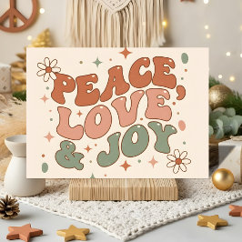 Retro Boho Vrede Liefde Vreugde Kerstmis Feestdagen Kaart
