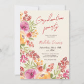 Retro Boho Waterverf Floral 3 foto's Afstuderen Kaart (Voorkant)