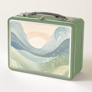 Retro Boho Waterverf Mountain Uitzicht