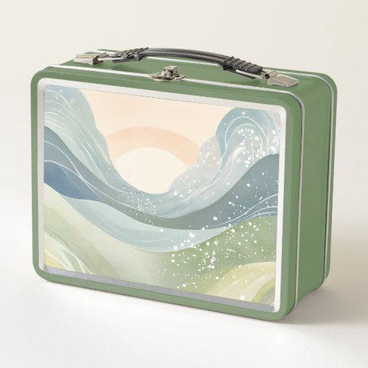 Retro Boho Waterverf Mountain Uitzicht (Voorkant)