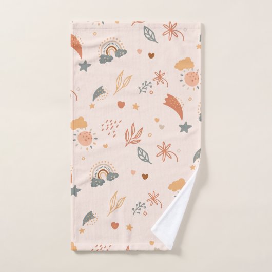 Retro Boho Waterverf Rainbow Neutral Bad Handdoek (Handdoek)