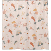 Retro Boho Waterverf Rainbow Neutral Douchegordijn (Voorkant)