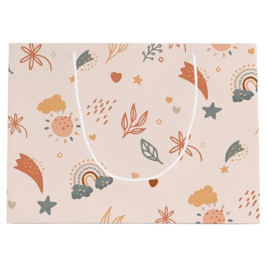 Retro Boho Waterverf Rainbow Neutral Groot Cadeauzakje (Voorkant)