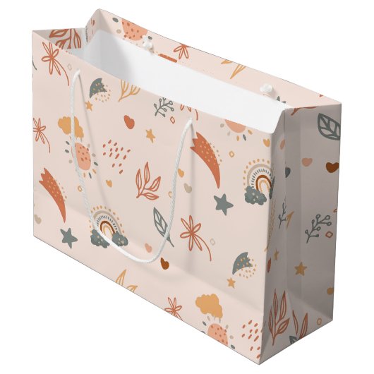 Retro Boho Waterverf Rainbow Neutral Groot Cadeauzakje (Voorkant Gekanteld)