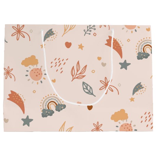 Retro Boho Waterverf Rainbow Neutral Groot Cadeauzakje (Achterkant)