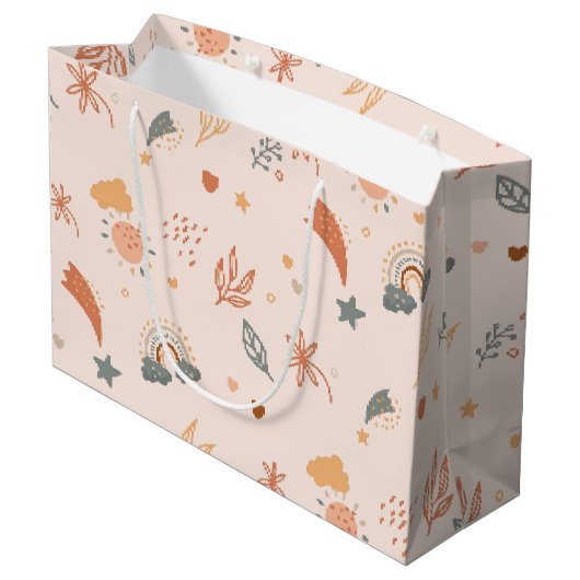 Retro Boho Waterverf Rainbow Neutral Groot Cadeauzakje (Achterkant Gekanteld)